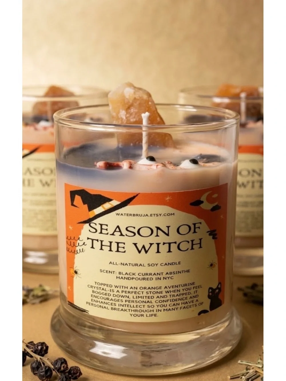 Season Of The Witch Candle, Black Currant Absinthe Scent